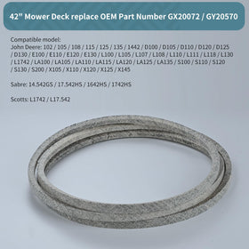 Holdly belt compatible with John Deere models including D100–D130.