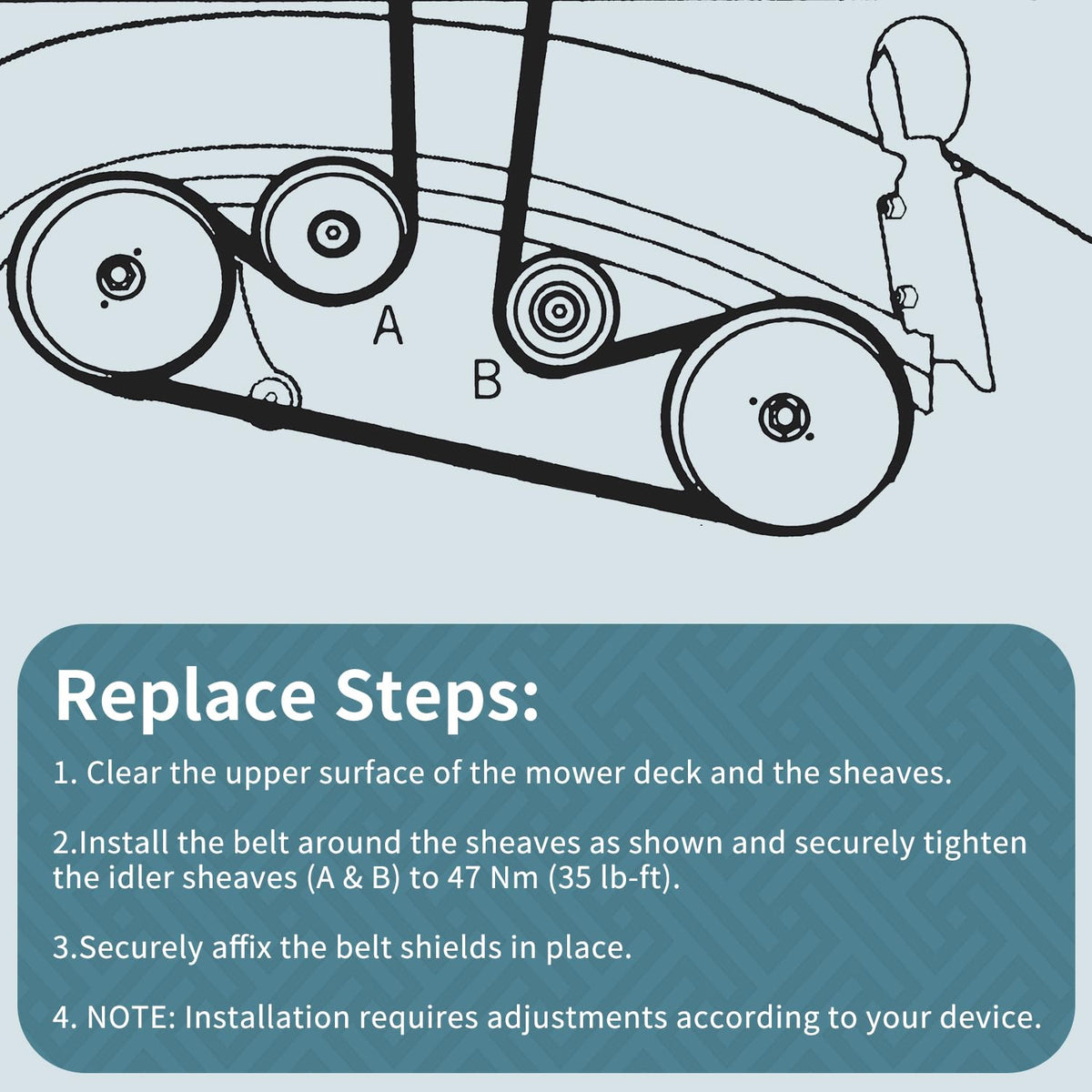 Holdly deck belt installation steps image guiding easy replacement
