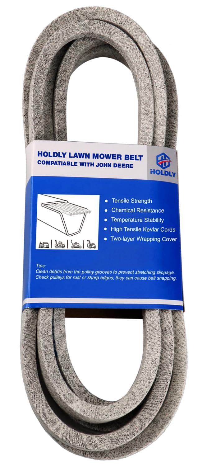 Holdly kevlar belt 141-inch deck closeup highlighting durability for heavy mowing