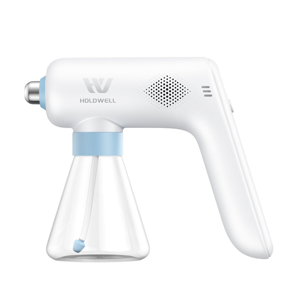 HOLDWELL mini disinfection fogger with stainless steel nozzle for precise surface sanitizing.
