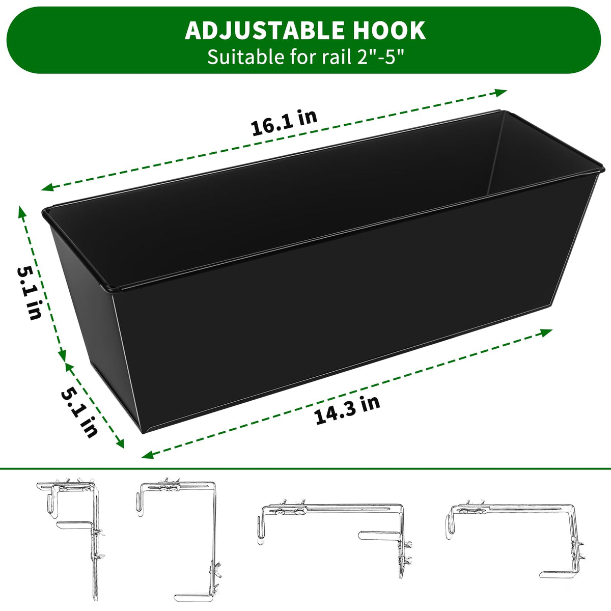 Holensun adjustable brackets ensure secure railing mounting for versatile, stable outdoor plant displays.