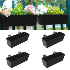 Holensun railing planter 16 inch rectangular box, ideal for balcony herb gardens and compact outdoor setups.