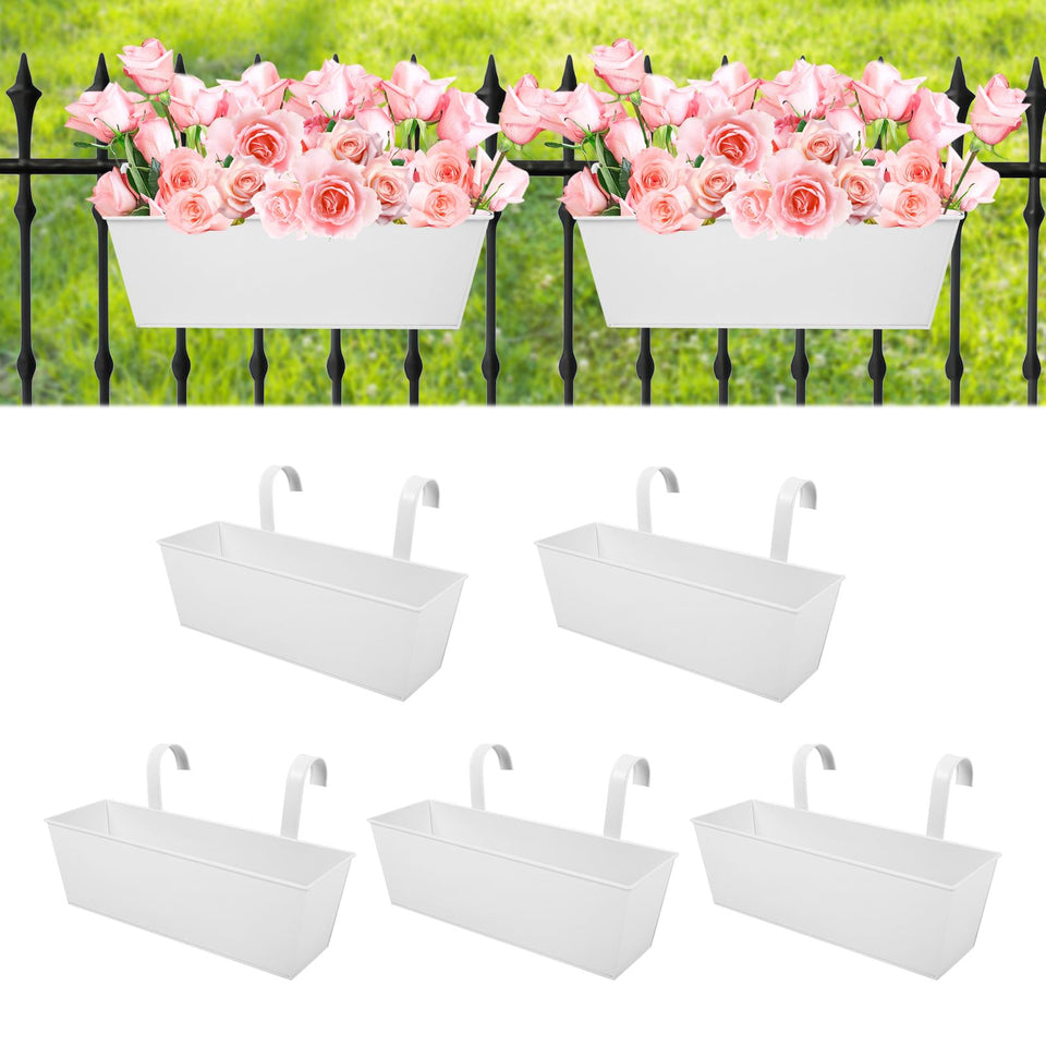 Holensun railing planter 16-inch white box highlights space-saving design for balconies.