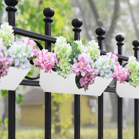 Holensun railing planter rectangular-dimension emphasizes compact, versatile shape for balcony decor.