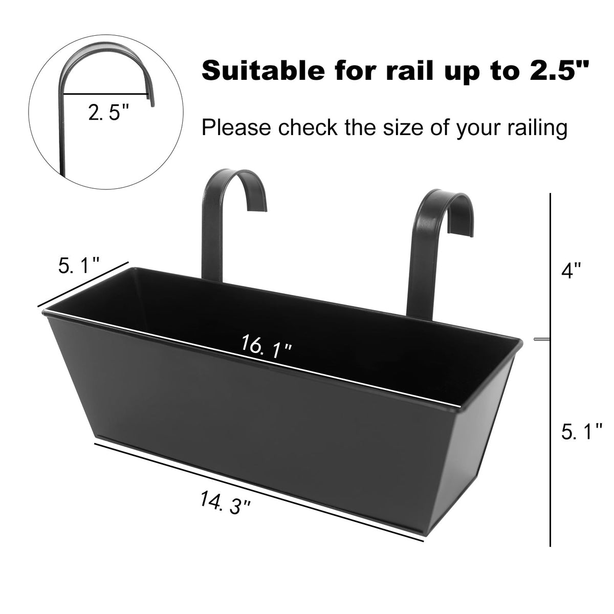 Holensun three-pack railing planters displayed together for space saving