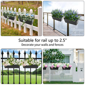 Holensun railing planters shown on a porch setup for curb appeal