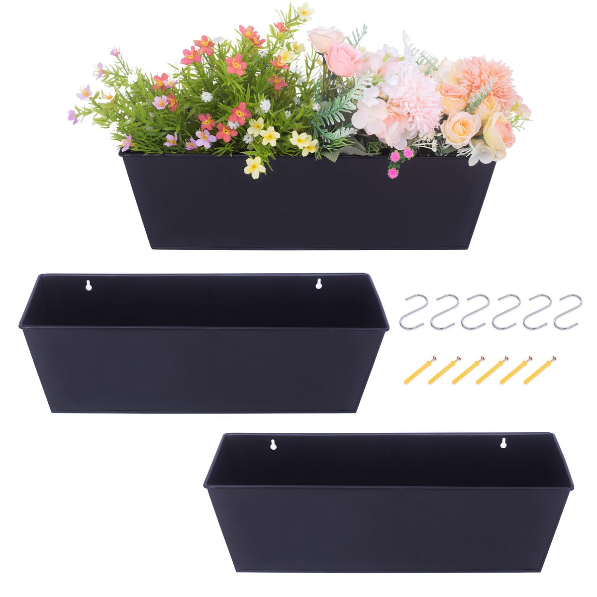 Holensun wall hanging planter 16-inch black on wall enhances outdoor decor