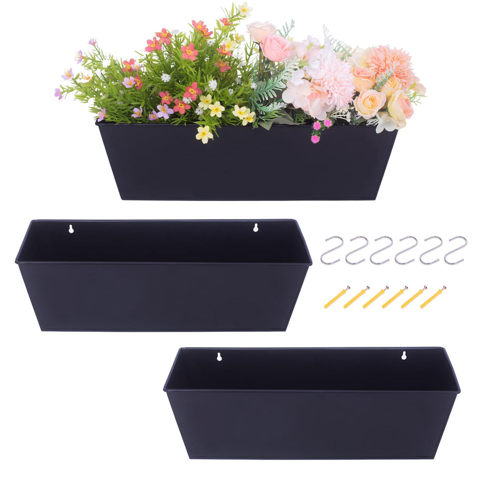 Holensun wall hanging planter 16-inch black on wall enhances outdoor decor