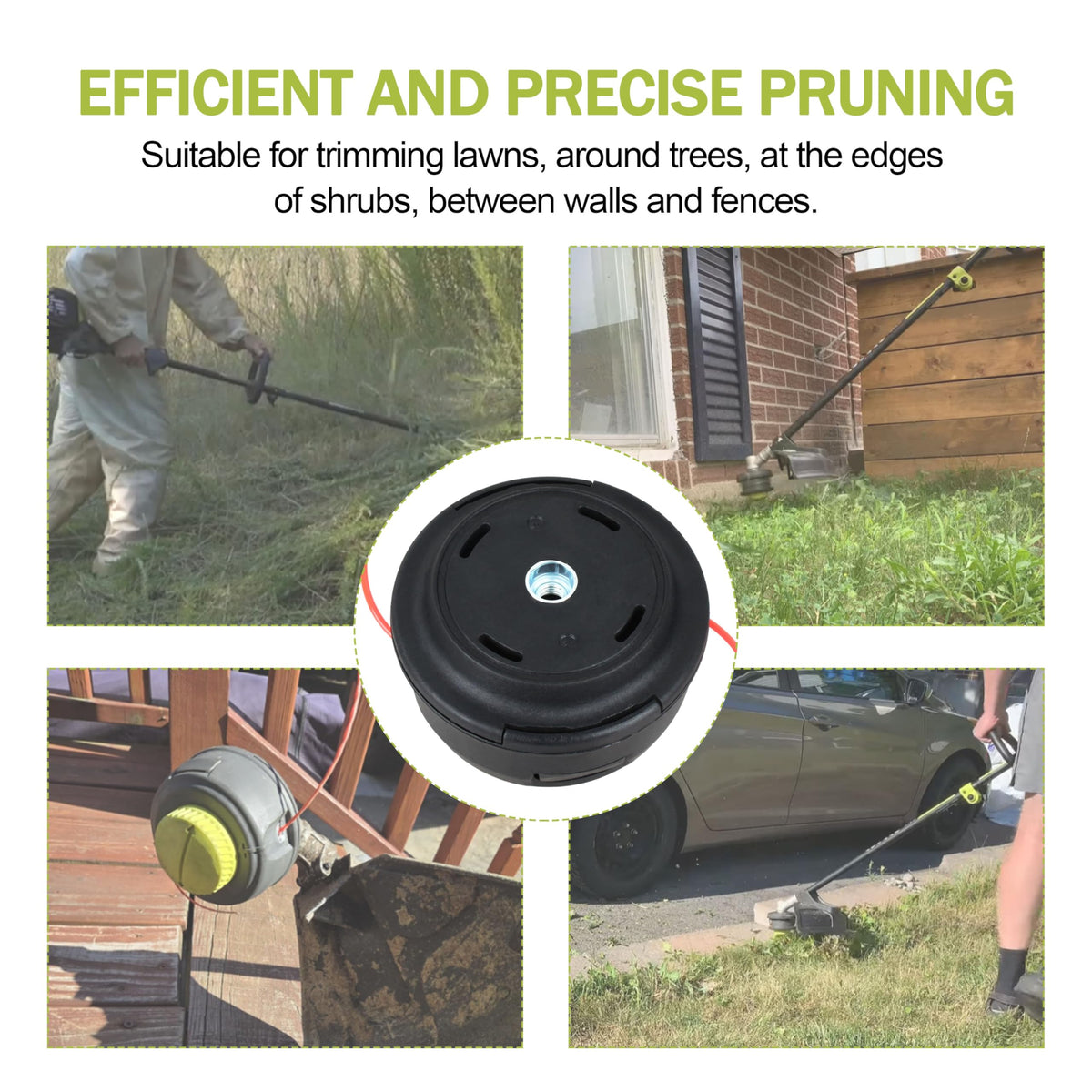 HOLEPU trimmer head in lawn edge scene, enables precise edging and clean lines.