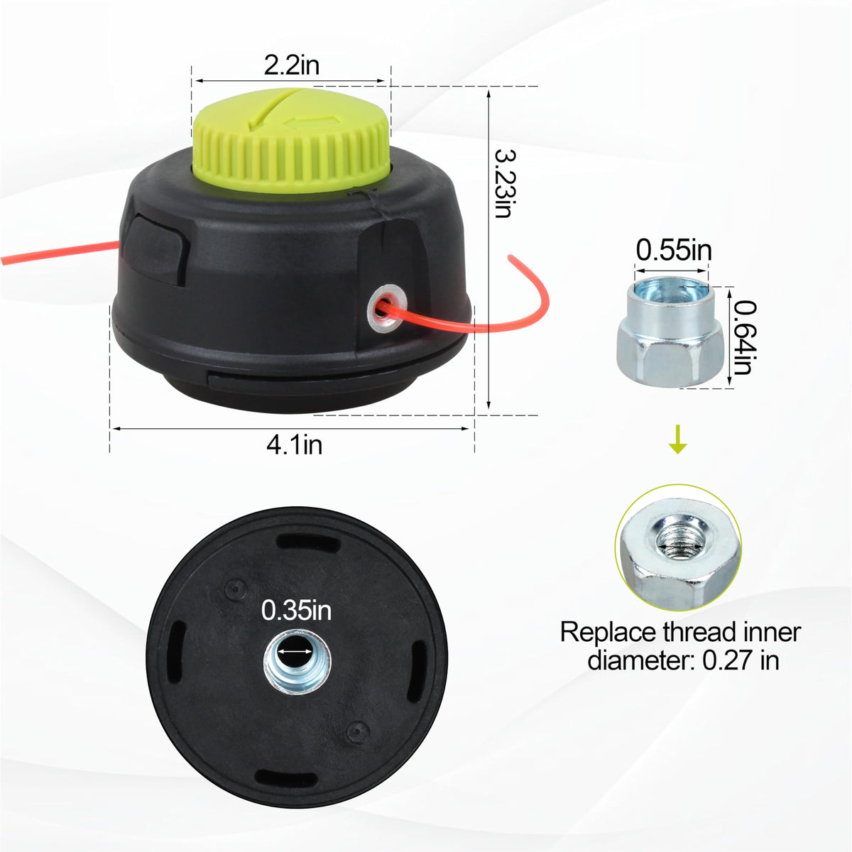 HOLEPU trimmer head for Ryobi RY15523A, durable compatibility for quick replacements.