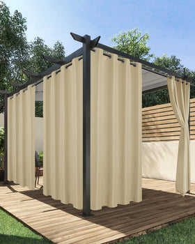 HolidayIdeas outdoor curtains waterproof 4-panel 54x84 in provide weather protection and privacy.