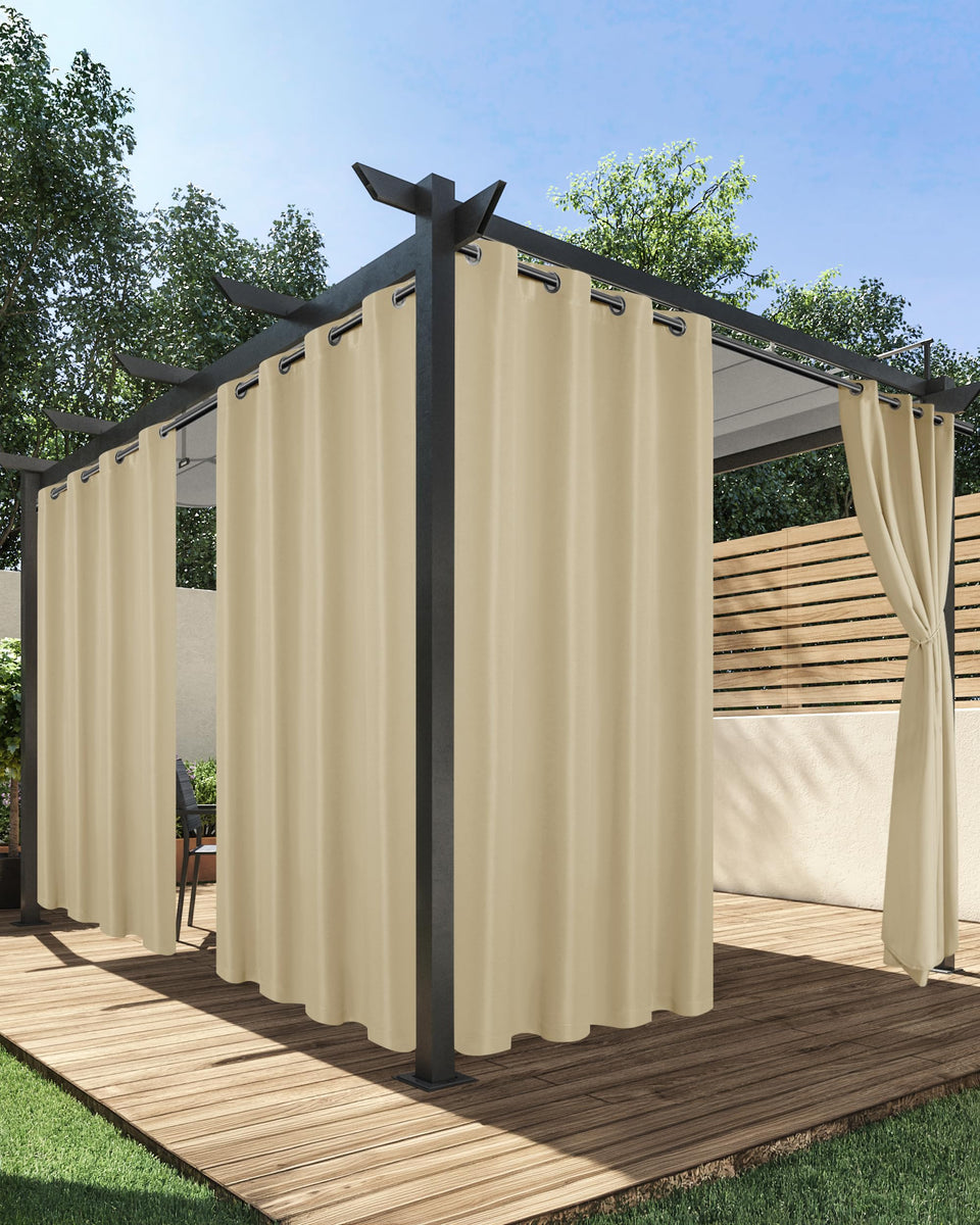 HolidayIdeas outdoor curtains waterproof 4-panel 54x84 in provide weather protection and privacy.
