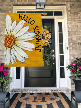 HOLIHIFI burlap material flag side-view detail, durable outdoors with vivid print.