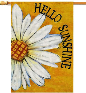 HOLIHIFI Hello Sunshine Daisy flag front view, vibrant garden decor for spring and summer.