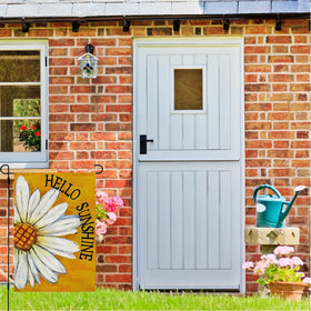 HOLIHIFI Hello Sunshine Daisy garden flag burlap texture adds rustic charm