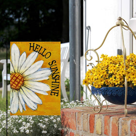 HOLIHIFI Hello Sunshine Daisy garden flag full view welcomes guests this season