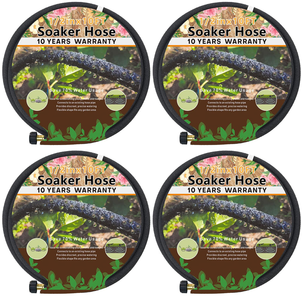 Holldoor 4-pack soaker hose on soil for even root watering
