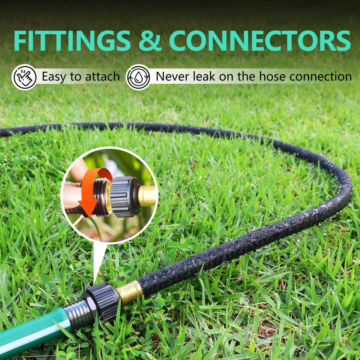 Holldoor soaker hose under mulch demonstrating concealed irrigation and moisture retention