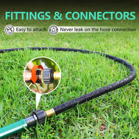 Holldoor soaker hose under mulch demonstrating concealed irrigation and moisture retention
