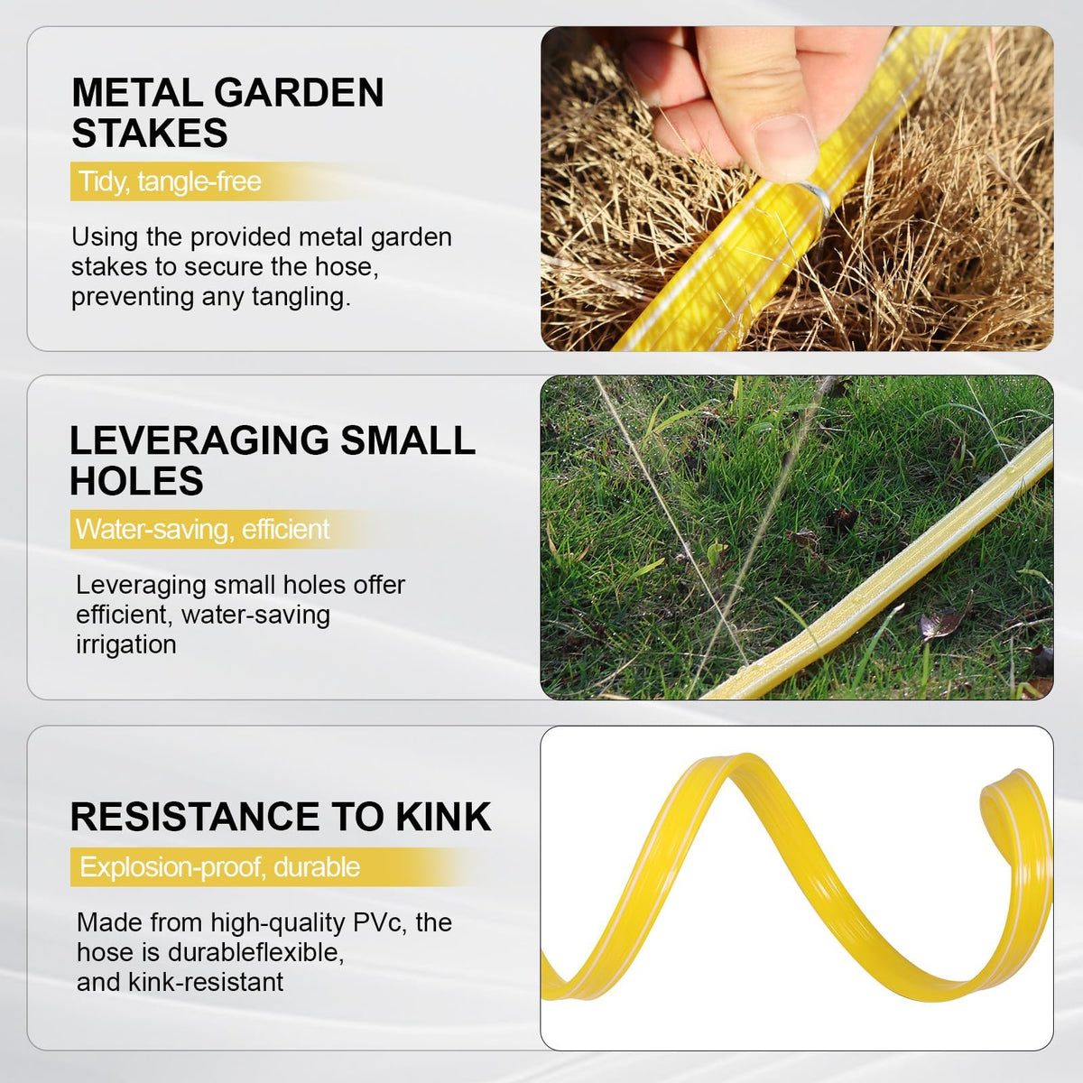Holldoor three-tube design offers wider coverage for lawns and gardens.