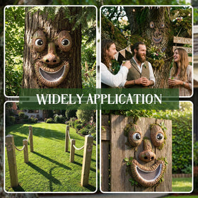 Hollowfly outdoor decor tree faces easy to install with hooks for quick setup.