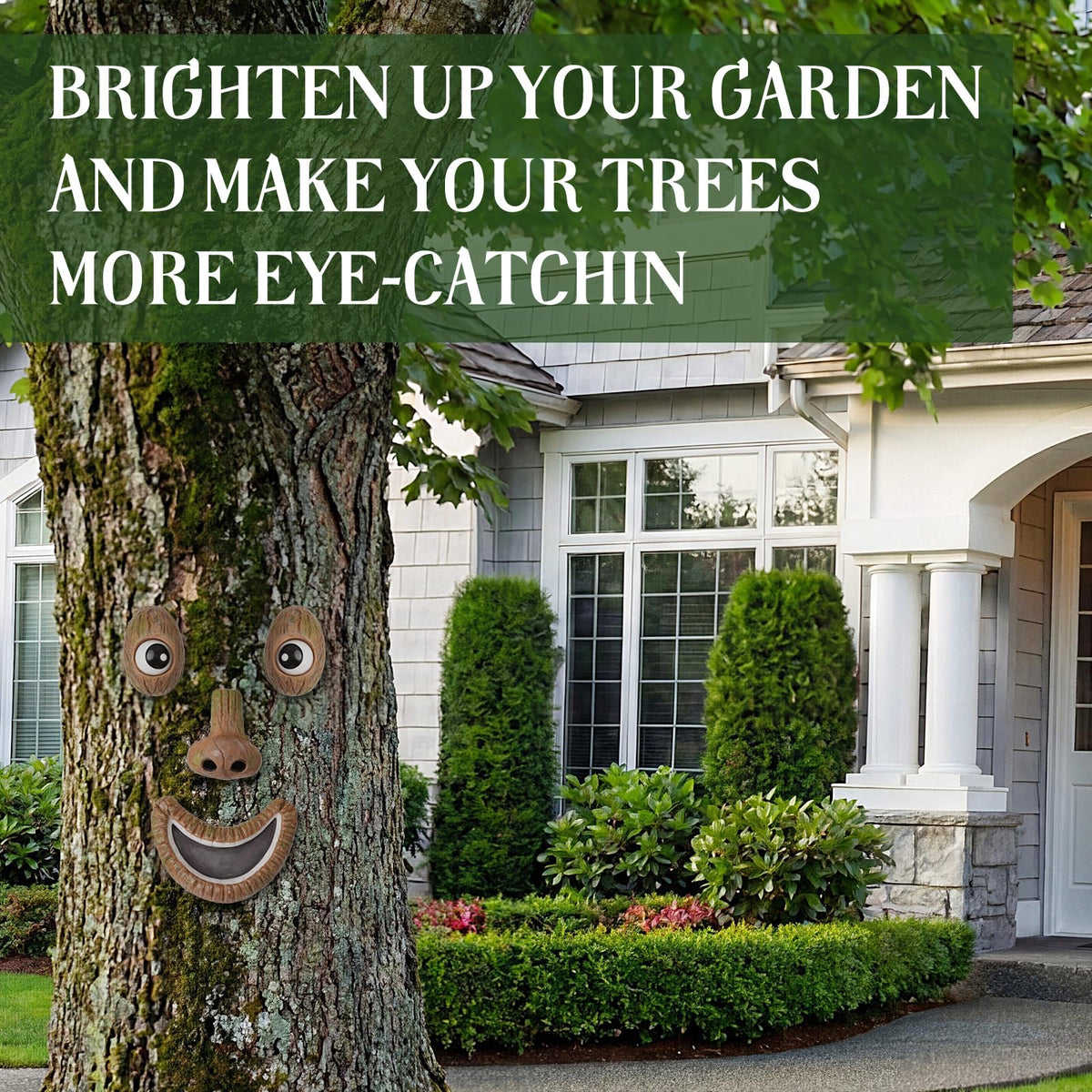 Hollowfly tree face mouth detail creates friendly focal point for yard gatherings.