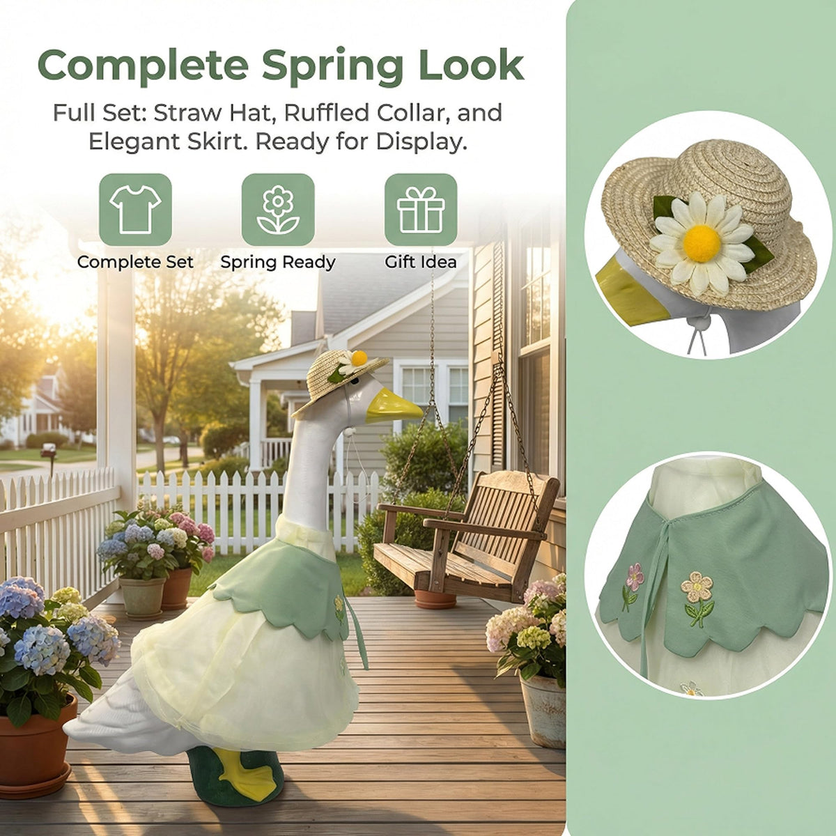 Holoith spring porch goose skirt offers easy dressing and a tailored finish.