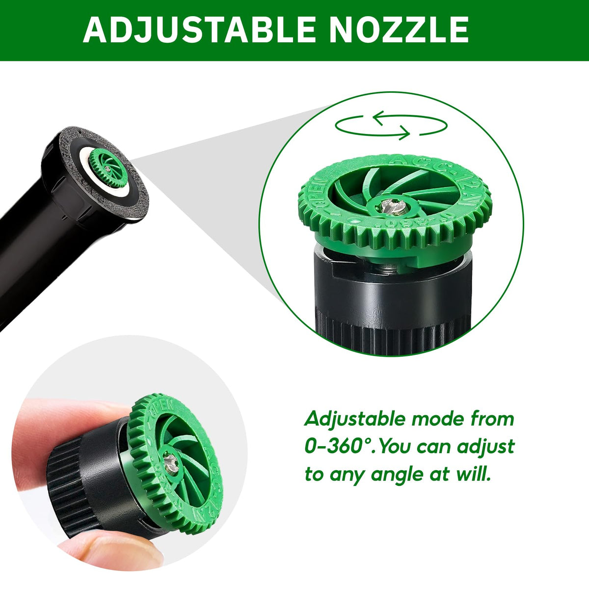 HolyMaji adjustable top-edge for 0–360° spray control