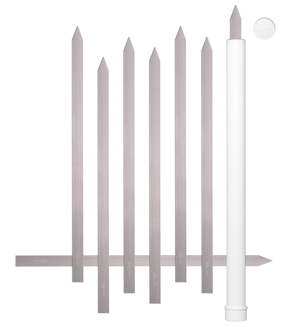 HOM 8 Kebab flat skewers, 1-inch wide, steady meat placement.