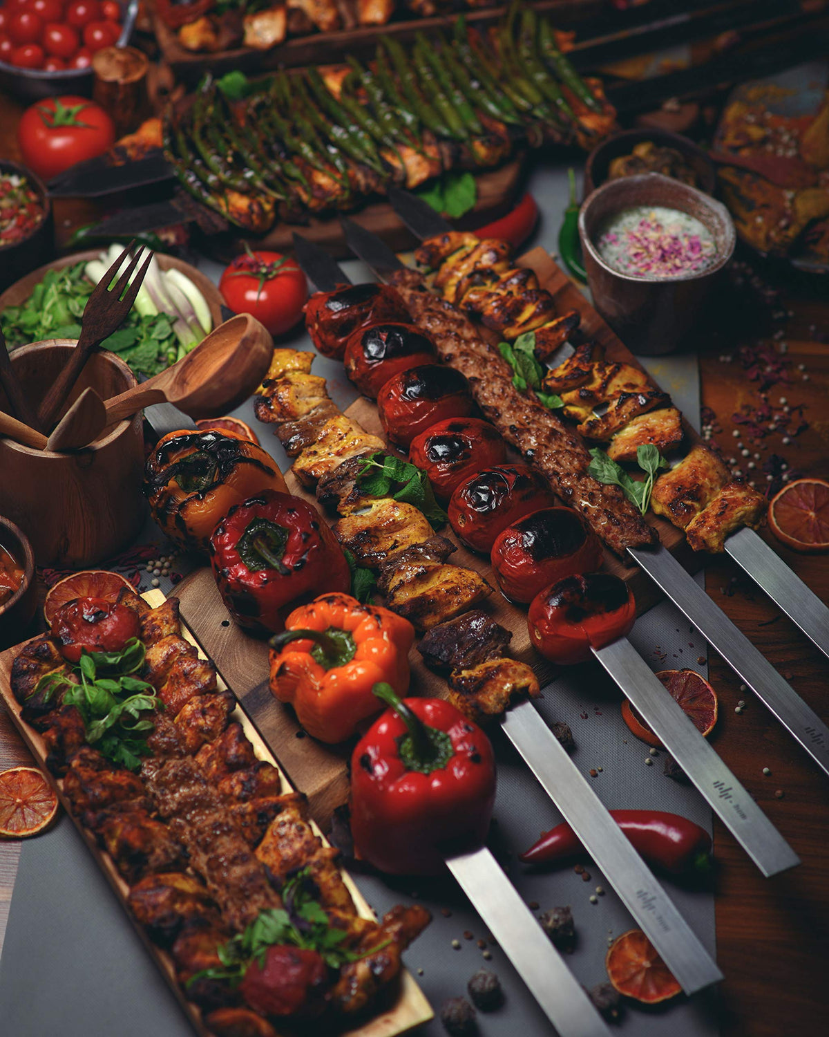 HOM Koobideh Persian kabob skewers ideal for ground meat.