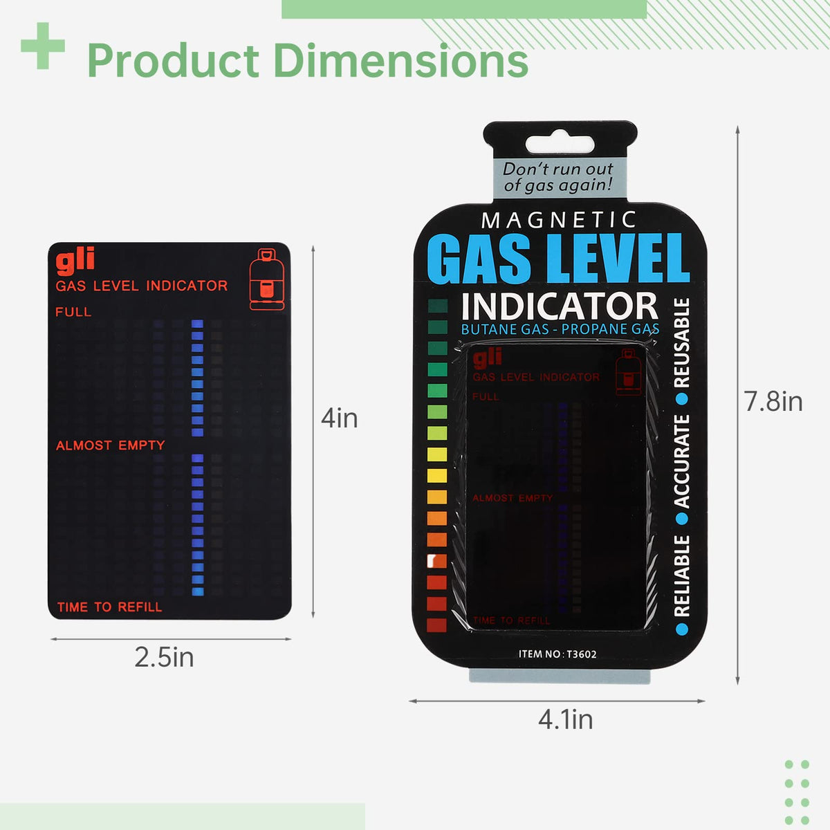 Homaisson compact reusable gas indicator fits slim cylinders without hindering use.