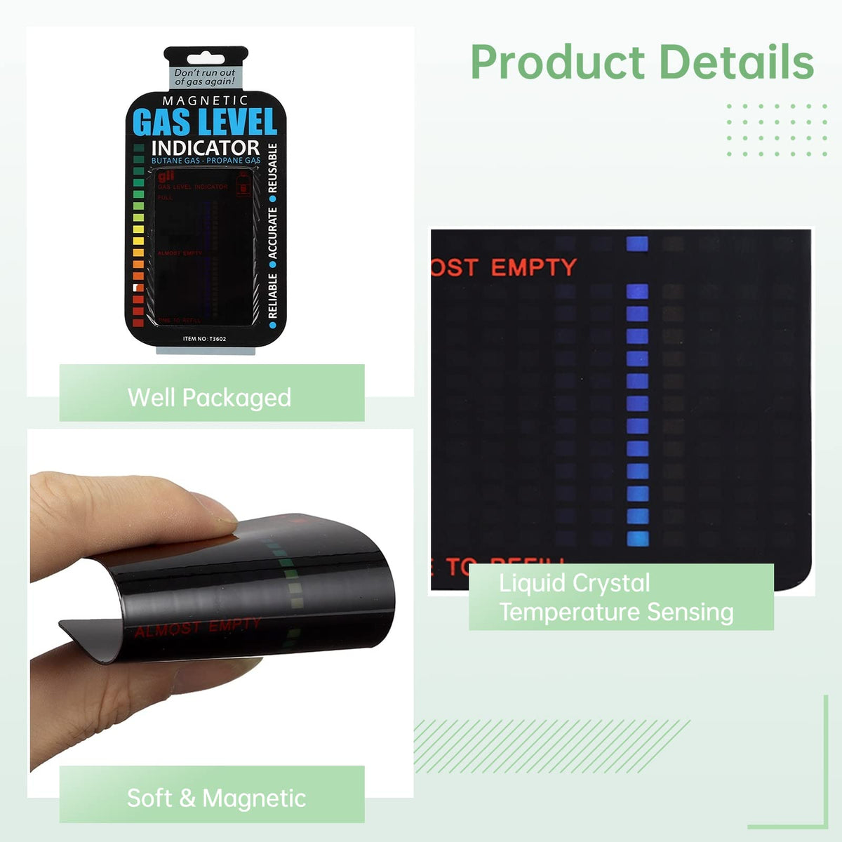 Homaisson magnetic attachment to a gas tank for easy, hands-free placement.