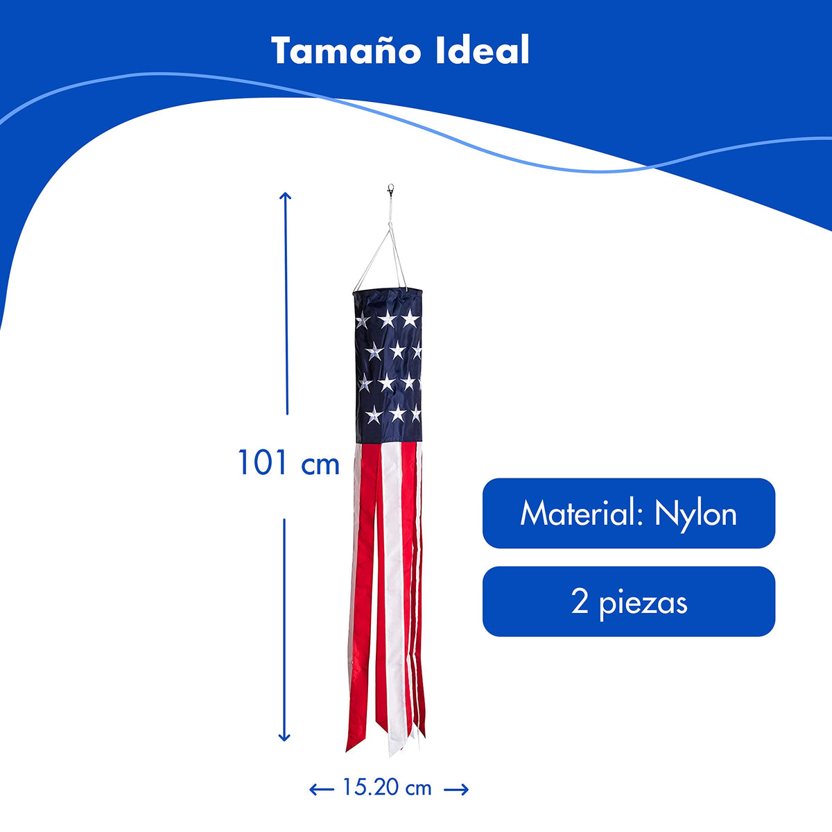 Homarden weather-resistant nylon resists sun and rain while maintaining bright patriotic hues.