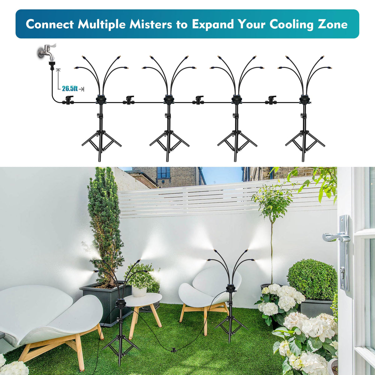 Homasky black standing mister for patios blends with outdoor décor.