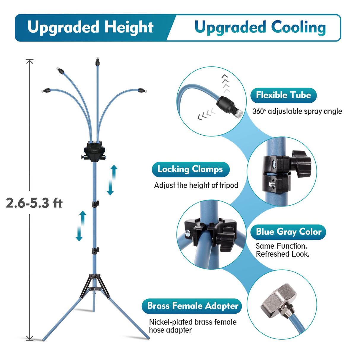 Homasky height-adjustable stand at 2.6 to 5.3 feet for versatile use