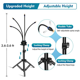 Homasky misting system with brass nozzles and stainless tripod for durable outdoor use.