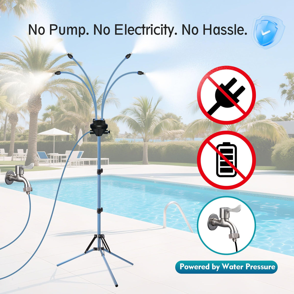 Homasky portable misting system ready for decks, lawns, or porches