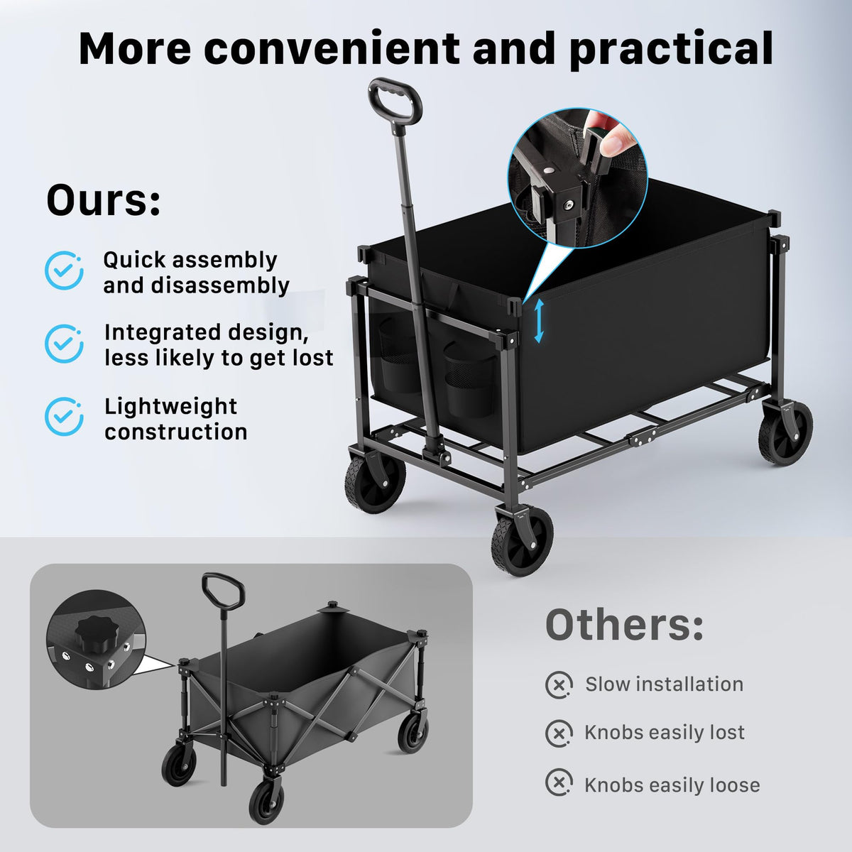 HOMBETTA adjustable telescopic handle for comfortable, controlled towing