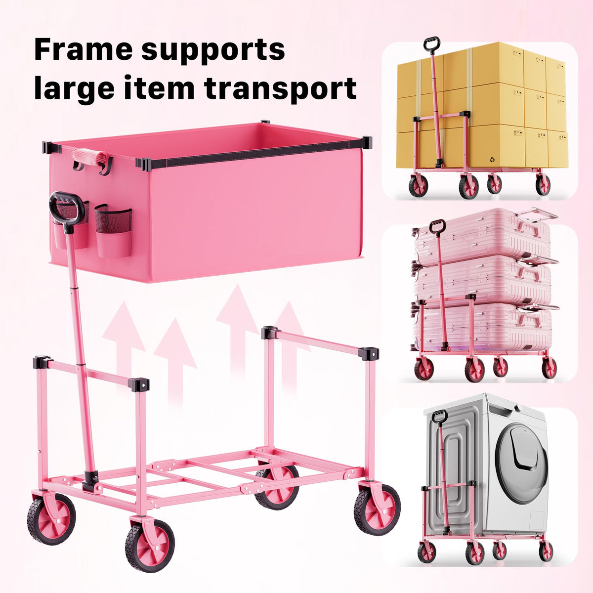 HOMBETTA pink wagon suitable for garden, sports, camping, and shopping.