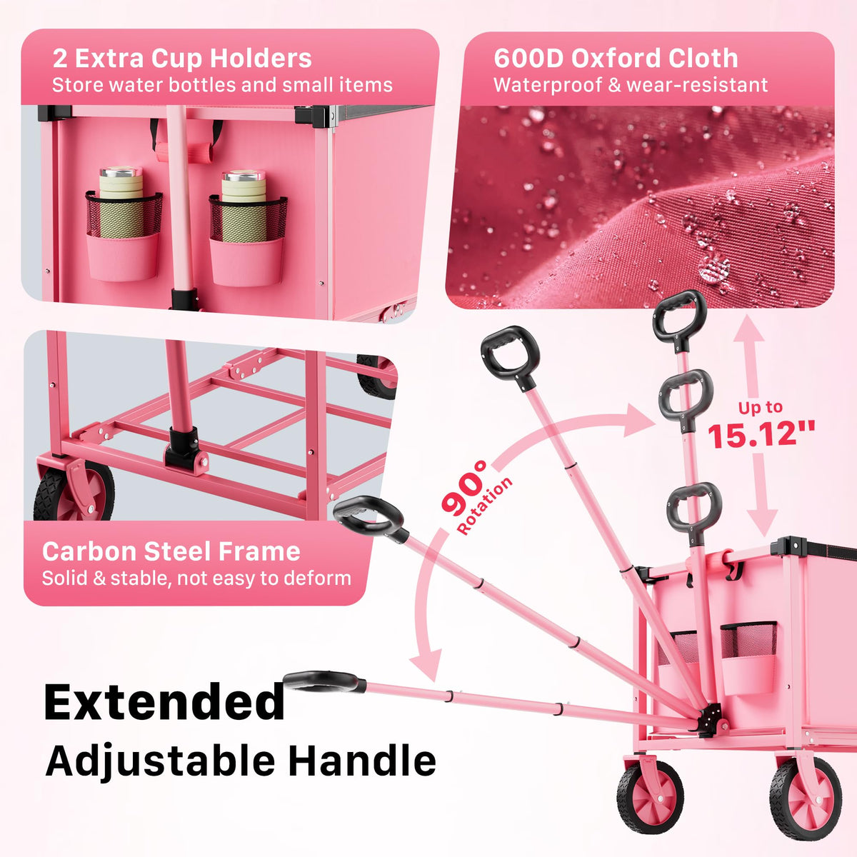 HOMBETTA 360-degree swivel wheels over uneven surfaces.