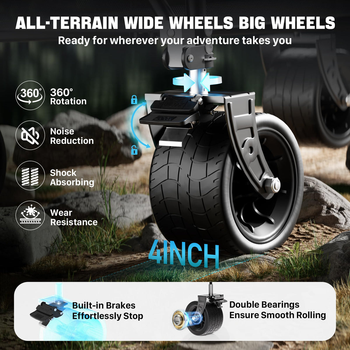 Hombetta wagon 360-degree rotation eases maneuvering tight spots.