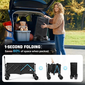 Hombetta wagon 560lbs capacity supports heavy boxes and gear.