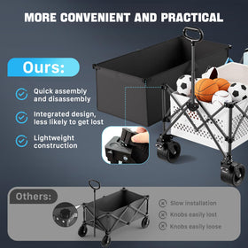 Hombetta wagon front dual brakes provide safe stops on slopes.