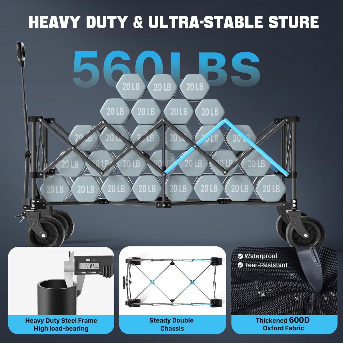 Hombetta wagon quick-fold system lets you set up fast.