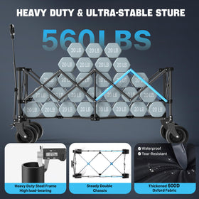 Hombetta wagon quick-fold system lets you set up fast.
