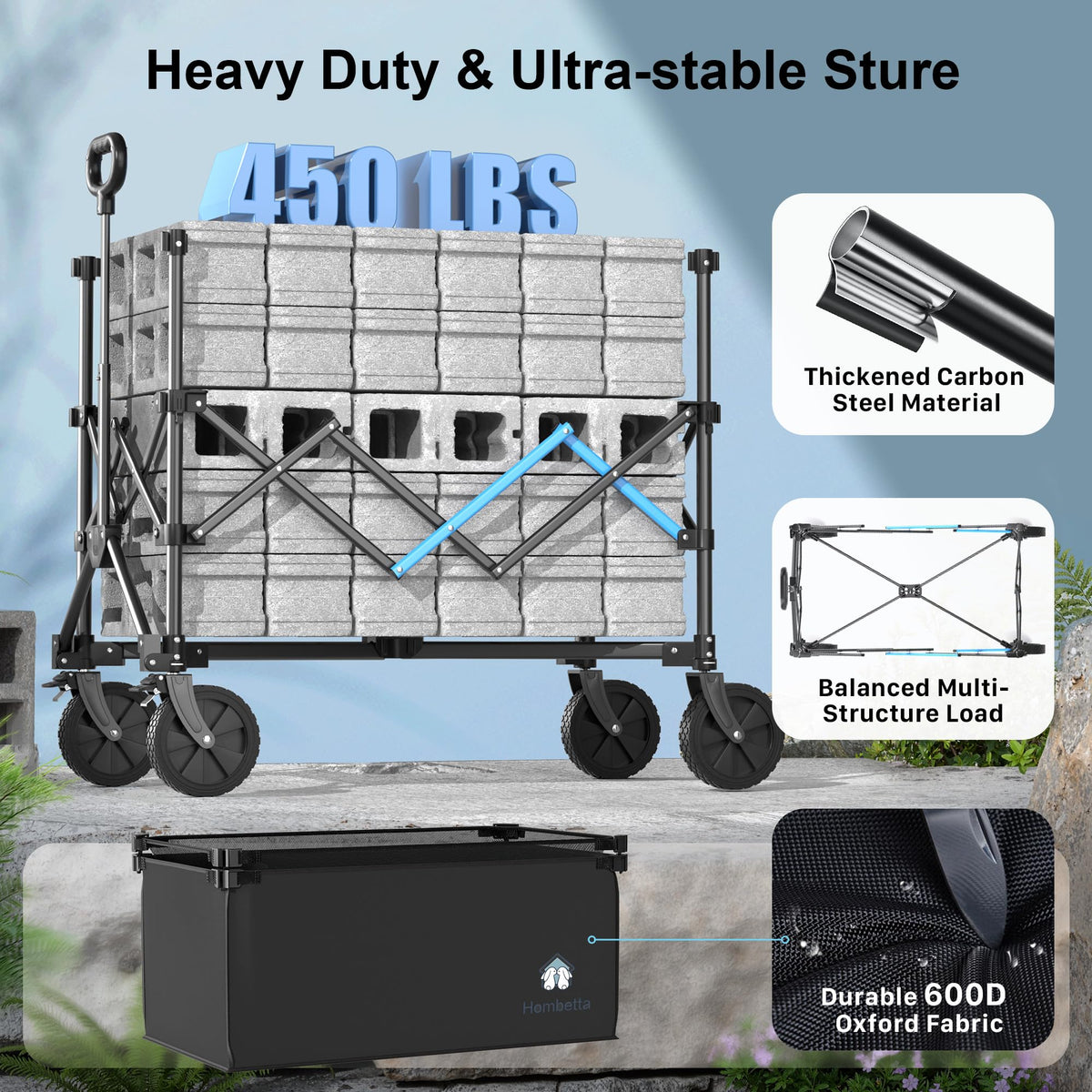 HOMBETTA removable 600D Oxford lid resists tears and cleans easily