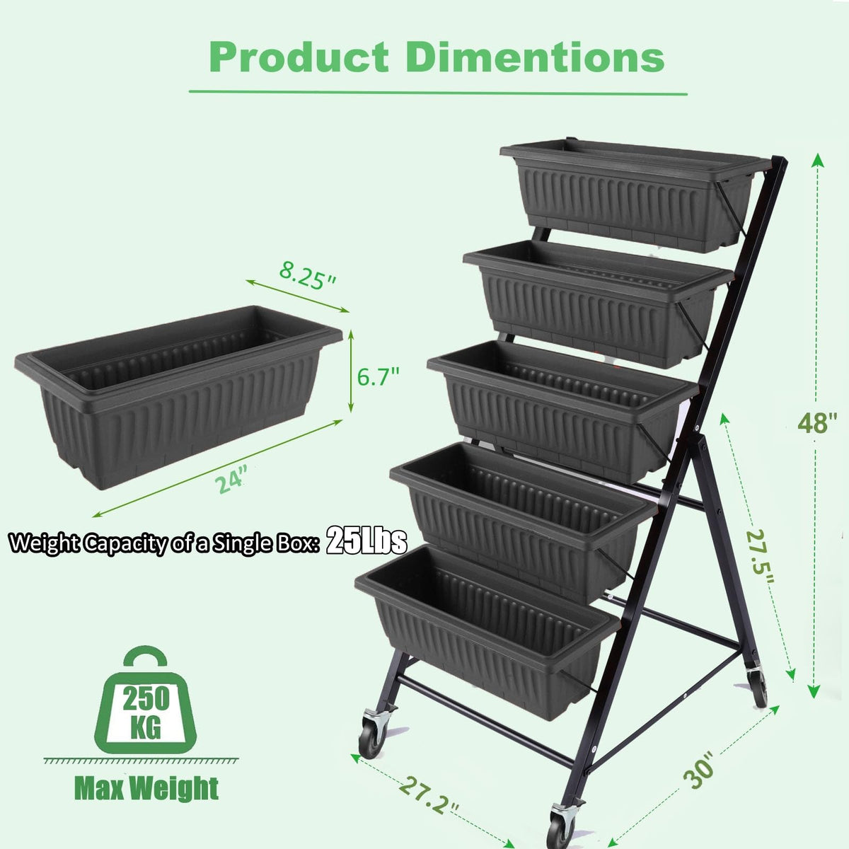 Homdox freestanding planter fits on balconies or patios for versatile gardening.