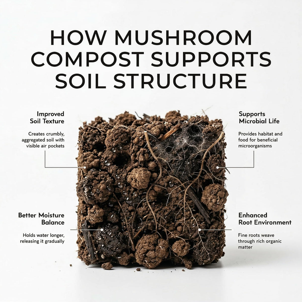 Home and Country Spreading mushroom compost around beds improves soil drainage