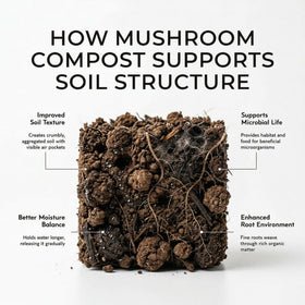 Home and Country Spreading mushroom compost around beds improves soil drainage