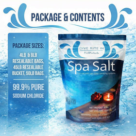 Home and Country USA spa salt promotes crystal-clear water for a refreshing soak.